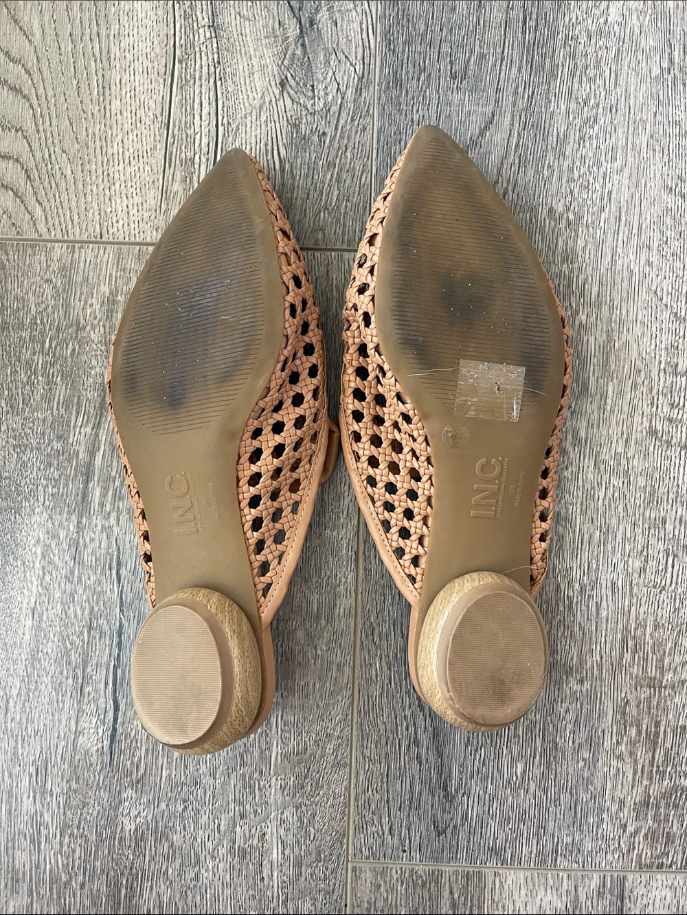 INC International Concepts Woven Tan Pointed Mule Clogs - Picture 6 of 9